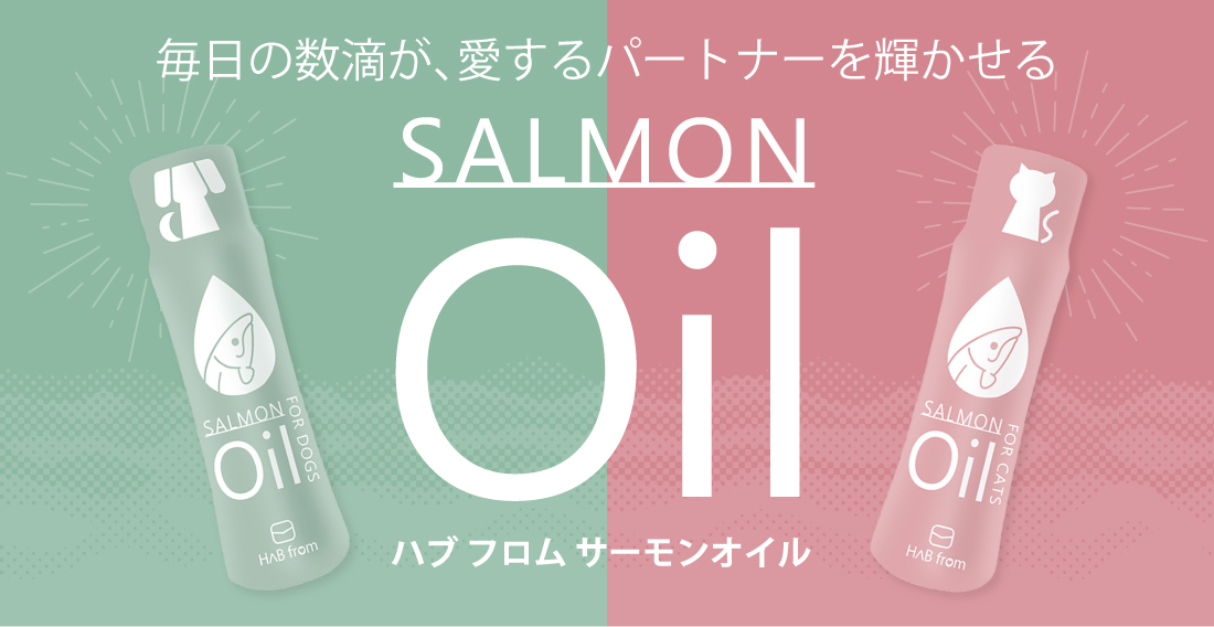 ハブ フロム サーモンオイル<br>（犬用・猫用 栄養補完食）：毎日の数滴が、愛するパートナーを輝かせる