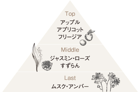 心地よい清潔感があふれるフローラルフルーティの香り。